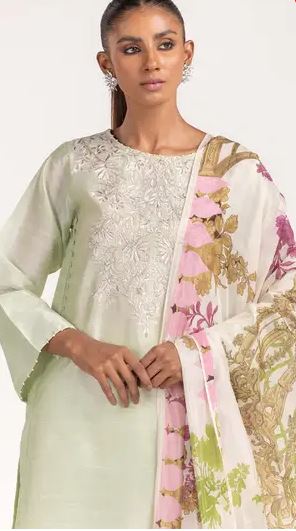 3PC Rawsilk Embroidered Suit